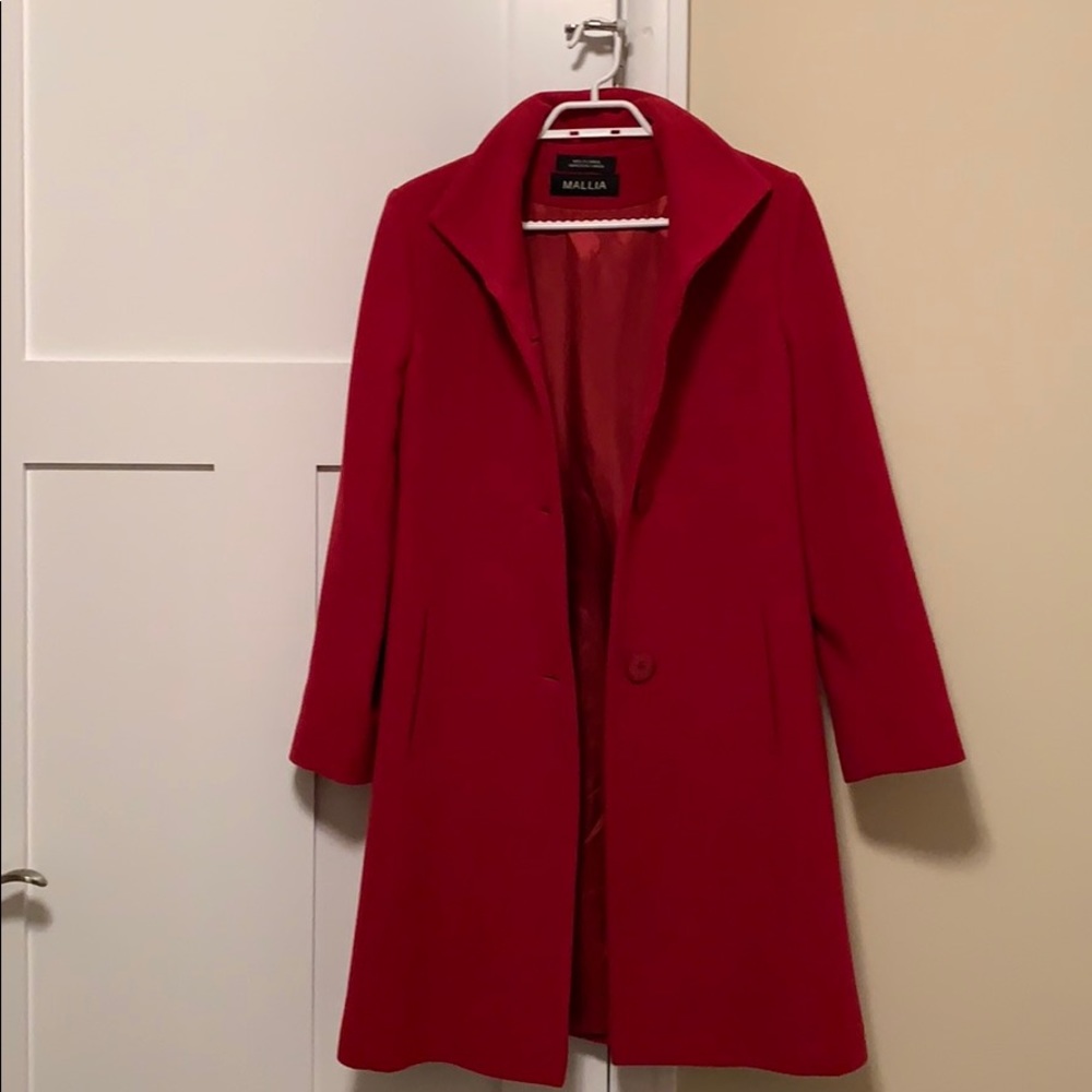Ladies Long Wool Red Coat
